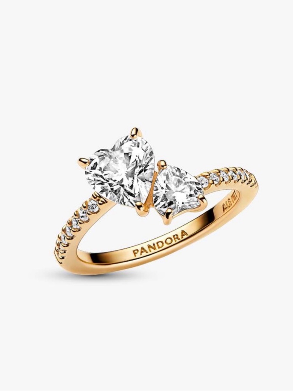 NWOT Pandora promise ring Double Heart Sparkling Ring sz.7